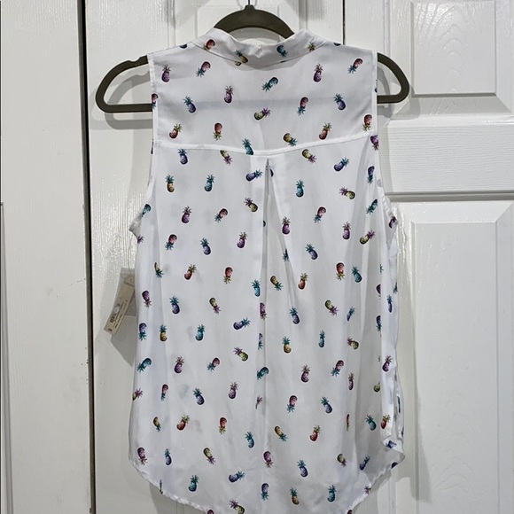 NWT Colorful Pineapple sleeveless blouse top Sz L - Picture 5 of 6